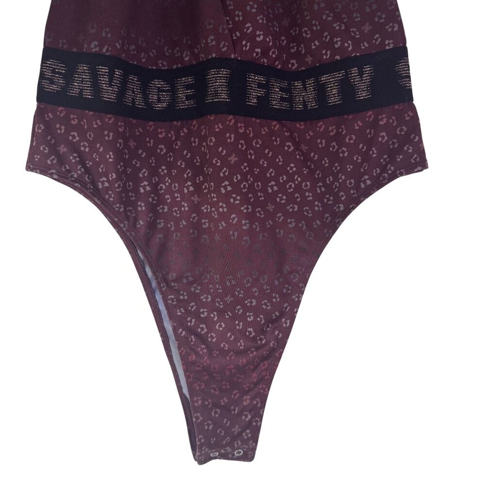 Savage x Fenty Bodysuit Women's Red/Black Halter Top Backless Stretchy Size M - Picture 4 of 9